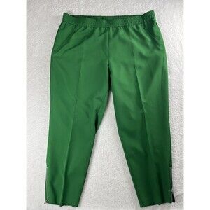 Eloquii Pants Womens Plus 18 Green Cropped Ankle Trousers Zipper Career Minimal